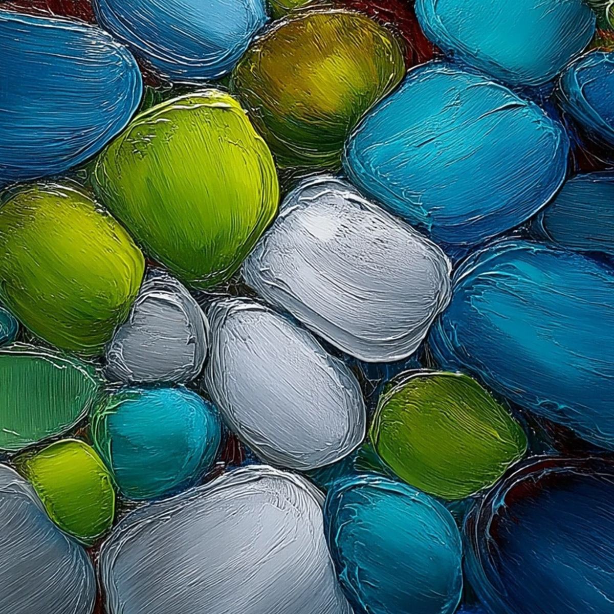 RIVER GEMS: Heavily Textured Abstract Painting of Colorful Stones