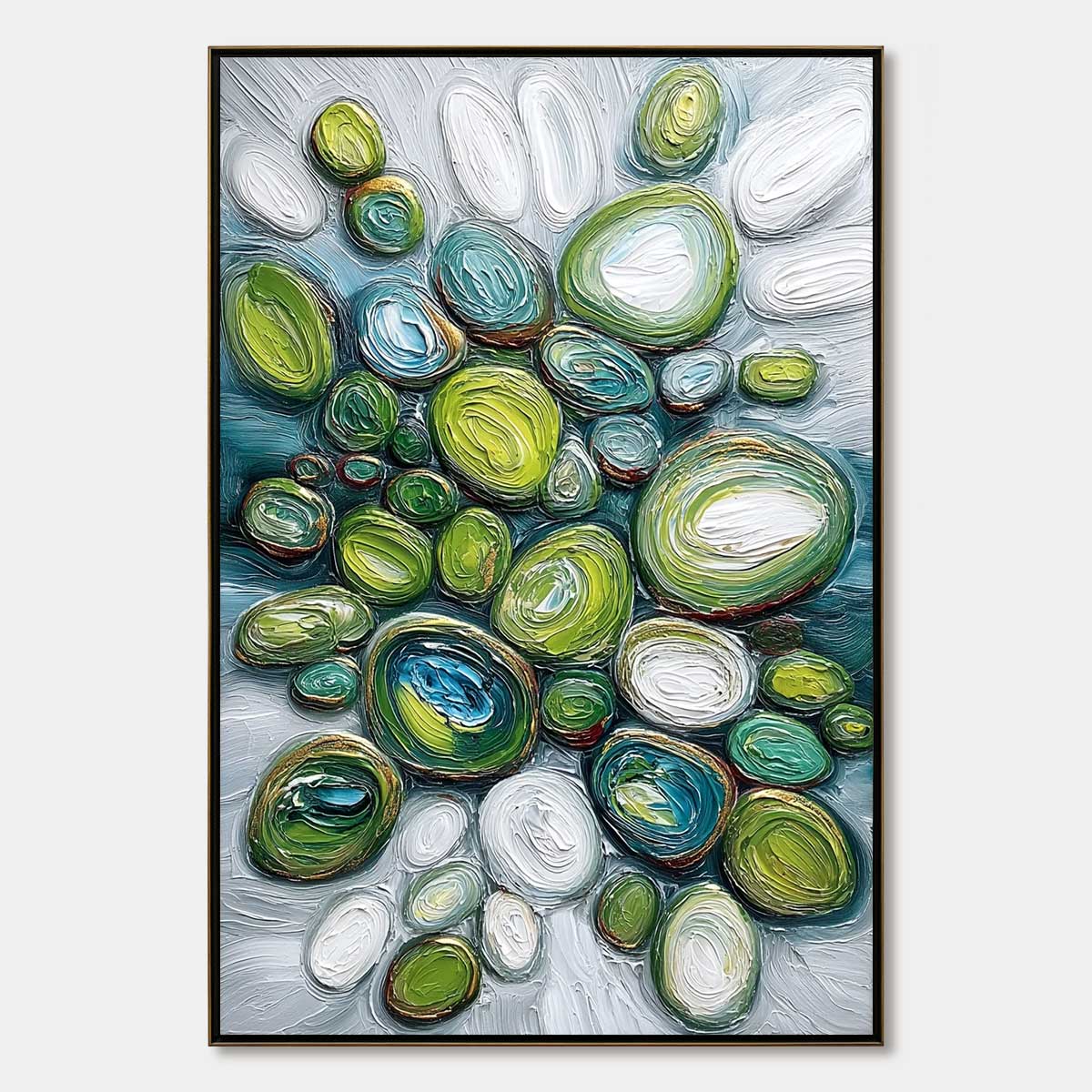 RIVER GEMS: Textured Wabi Sabi Abstract Painting of River Stones