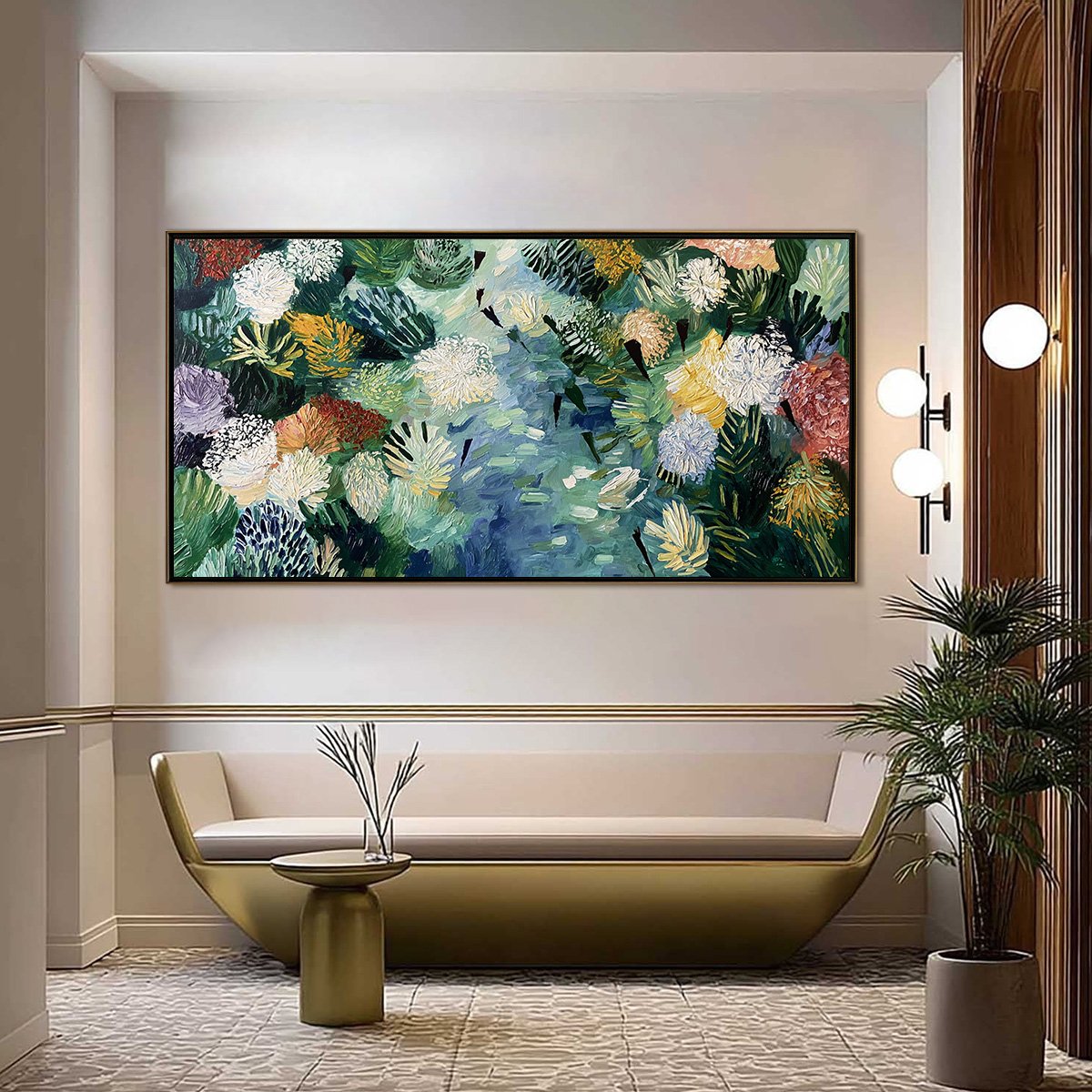 RIVER OF BLOOMS: Textured Palette Knife Abstract Floral Painting