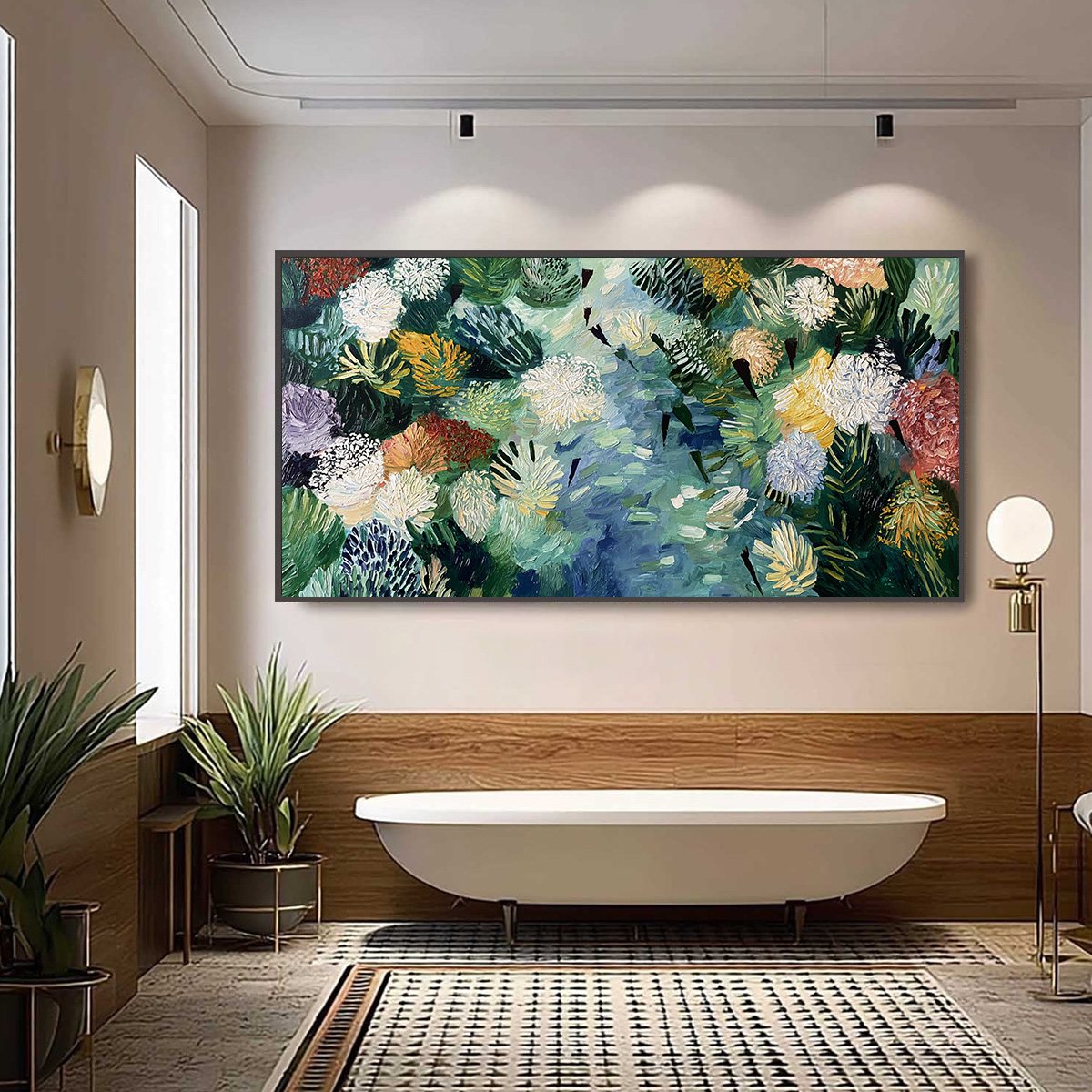 RIVER OF BLOOMS: Textured Palette Knife Abstract Floral Painting