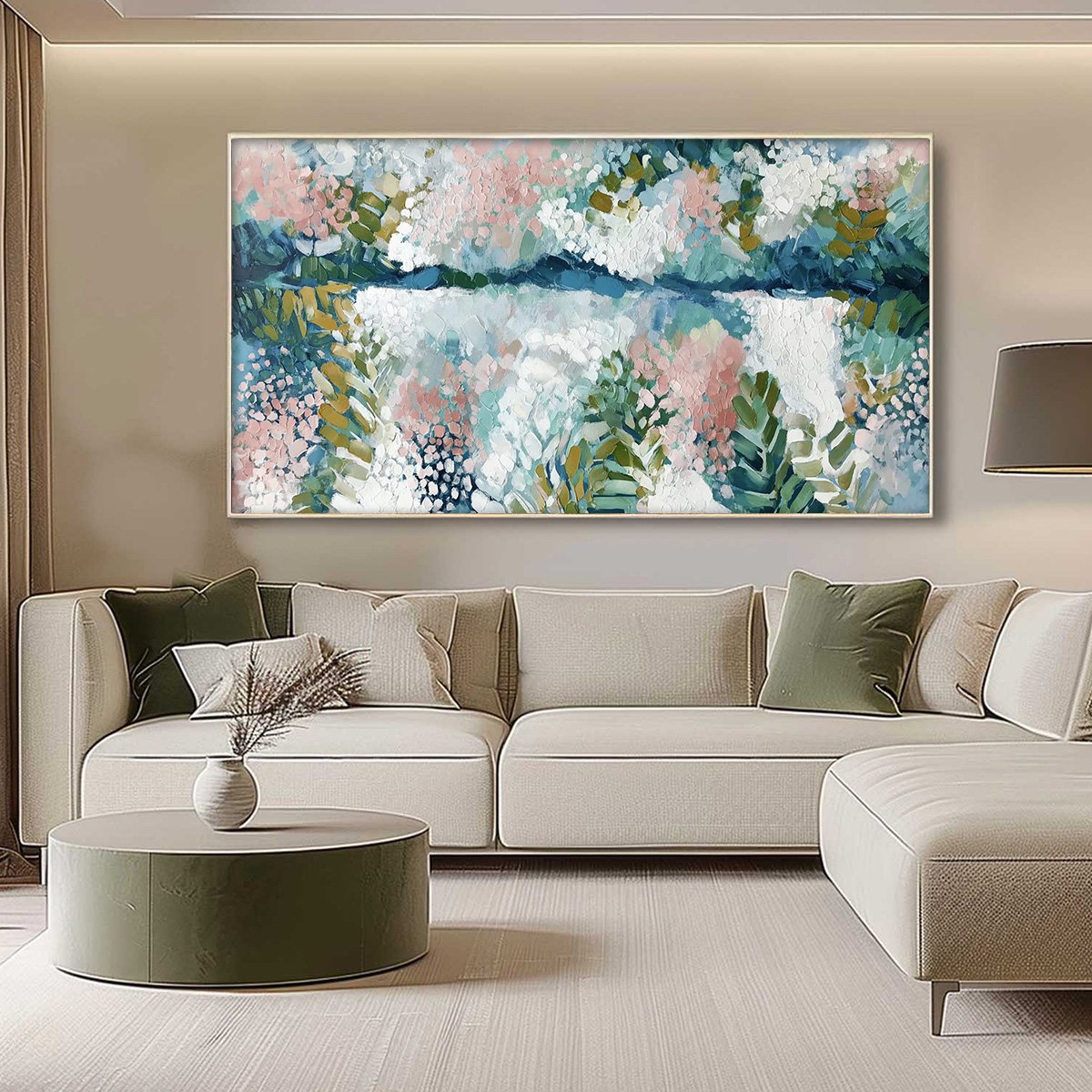 RIVER OF PETALS: Textured Abstract Floral Landscape Painting