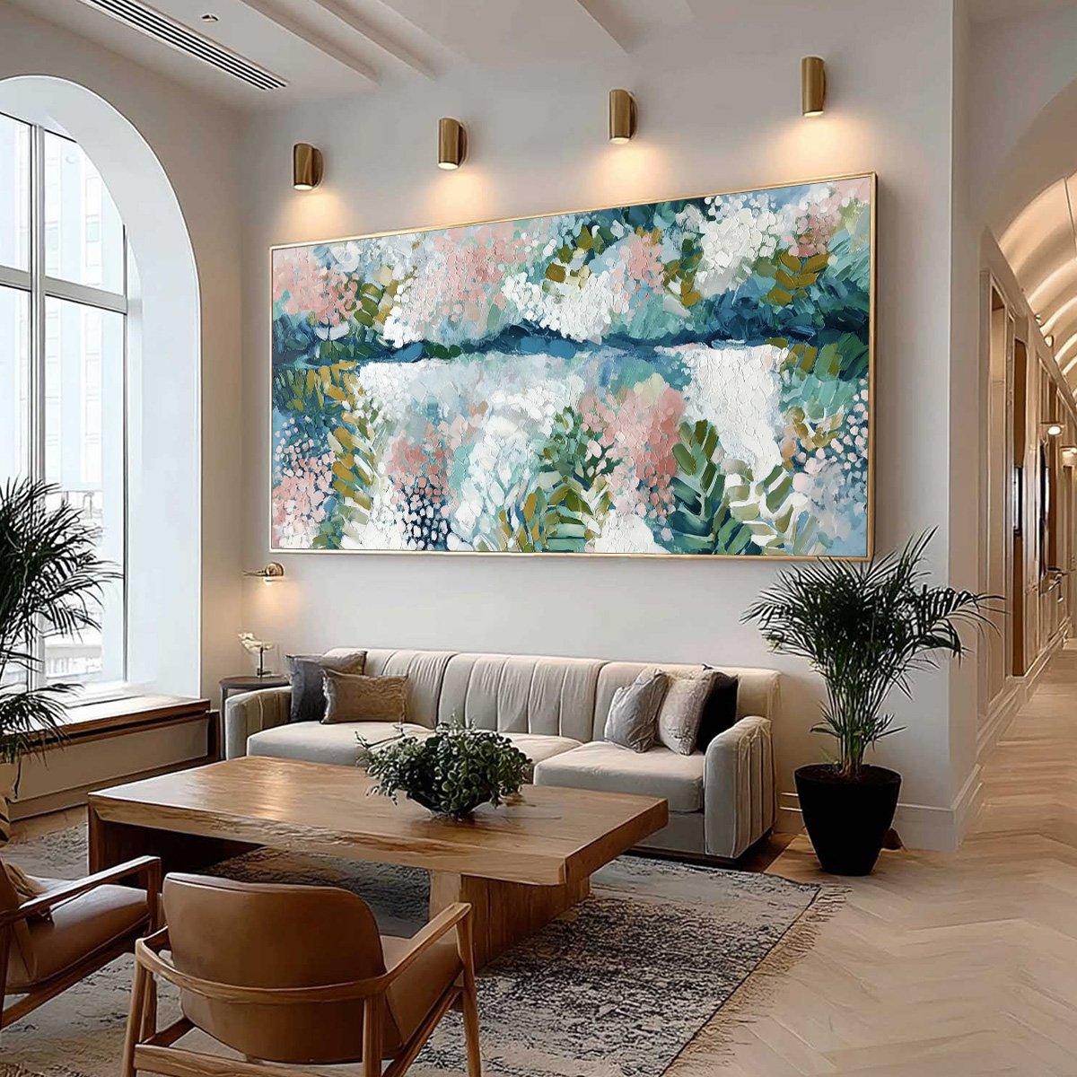 RIVER OF PETALS: Textured Abstract Floral Landscape Painting