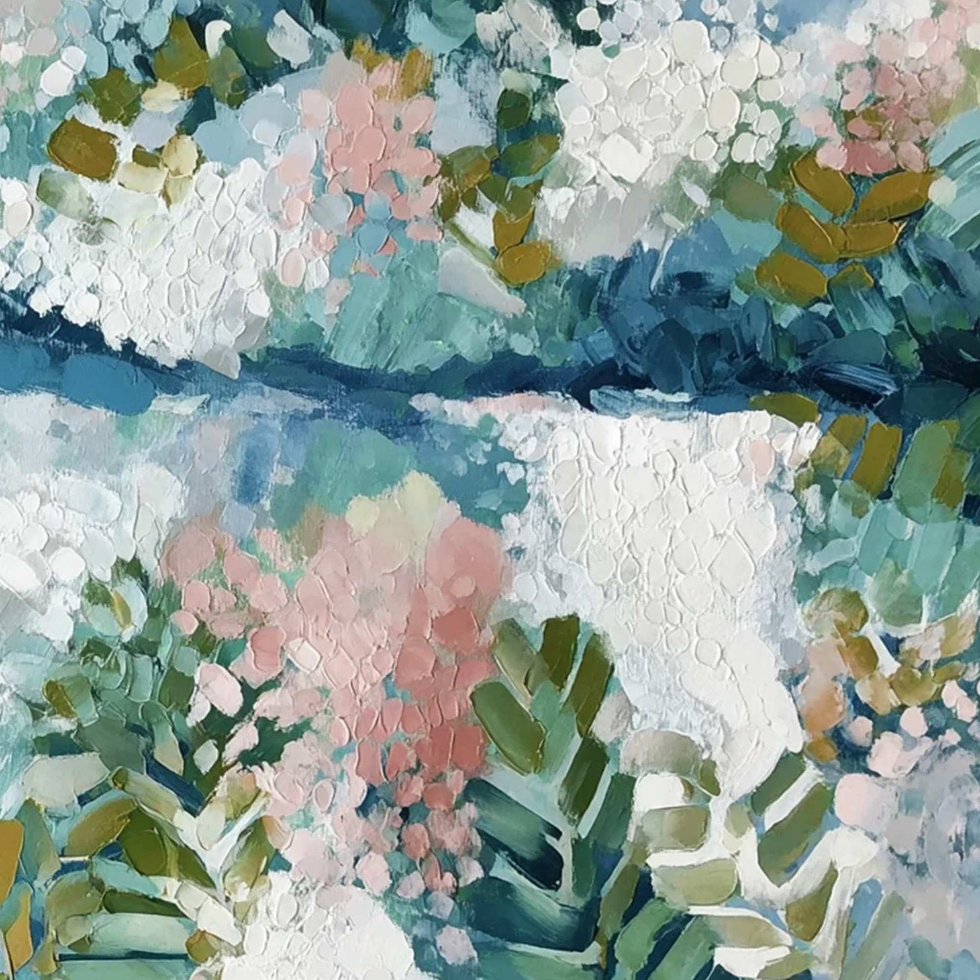 RIVER OF PETALS: Textured Abstract Floral Landscape Painting