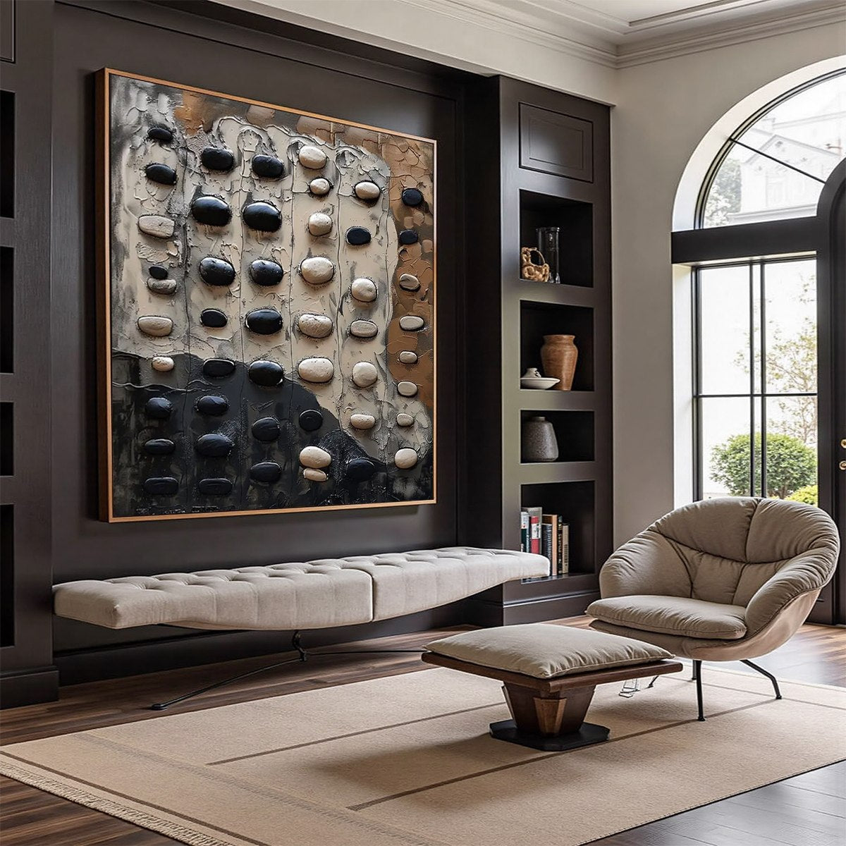 RIVER STONES: Textured Neutral Abstract Oil Painting