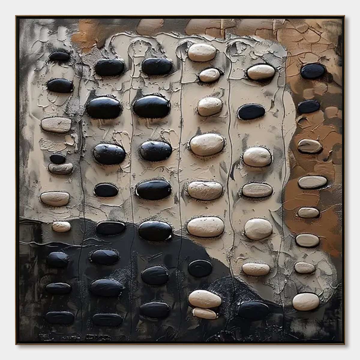 RIVER STONES: Textured Neutral Abstract Oil Painting