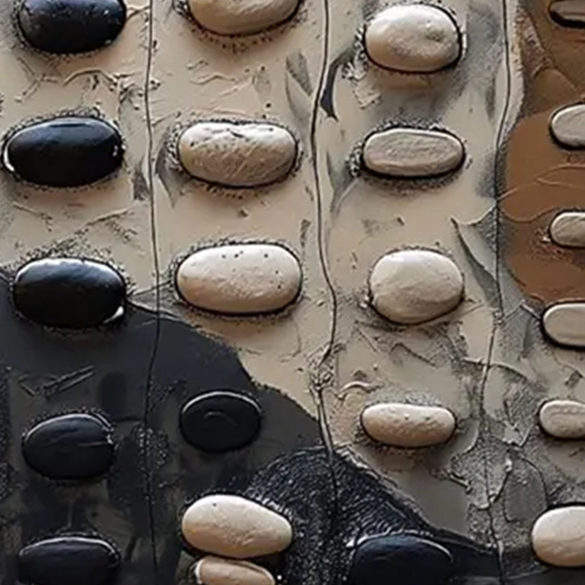 RIVER STONES: Textured Neutral Abstract Oil Painting