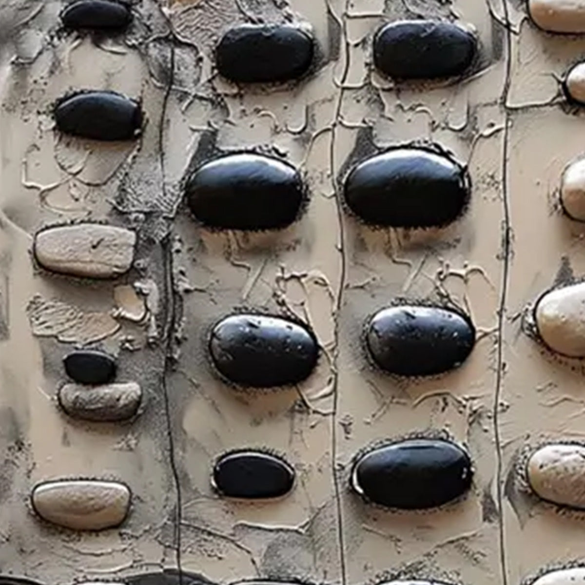 RIVER STONES: Textured Neutral Abstract Oil Painting