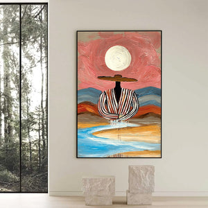 RIVERBED SOLITUDE: Textured Boho Figurative Portrait Painting on Canvas