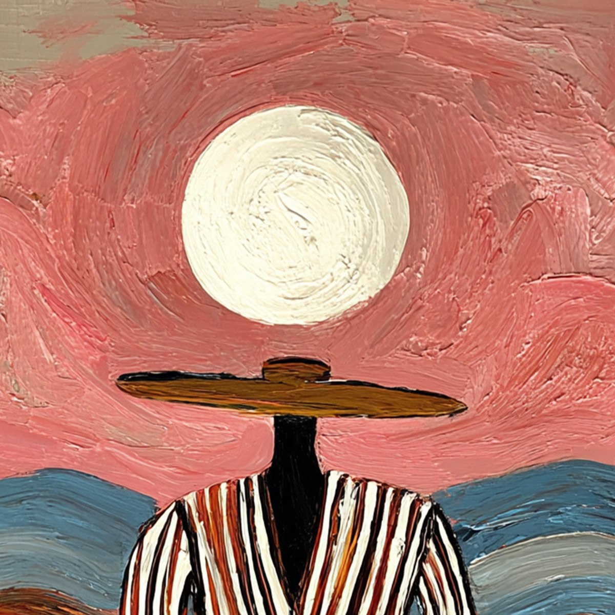 RIVERBED SOLITUDE: Textured Boho Figurative Portrait Painting on Canvas