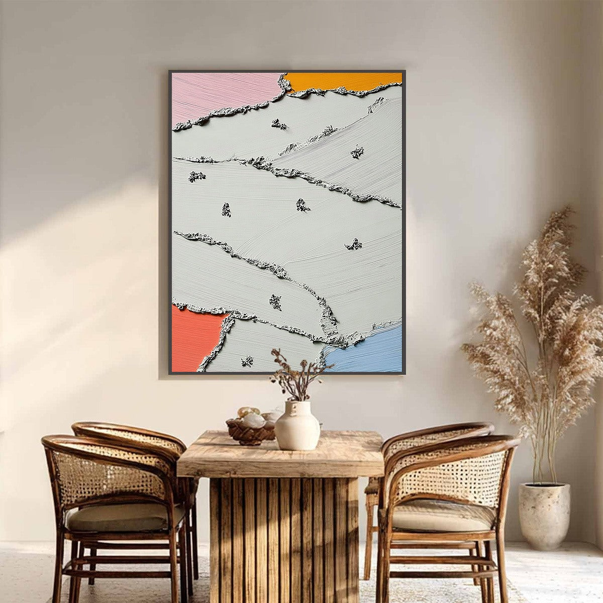 RIVERBEDS: Textured Abstract Painting with Minimalist Color Accents
