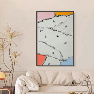 Original textured impasto abstract wall art with minimalist color accents.