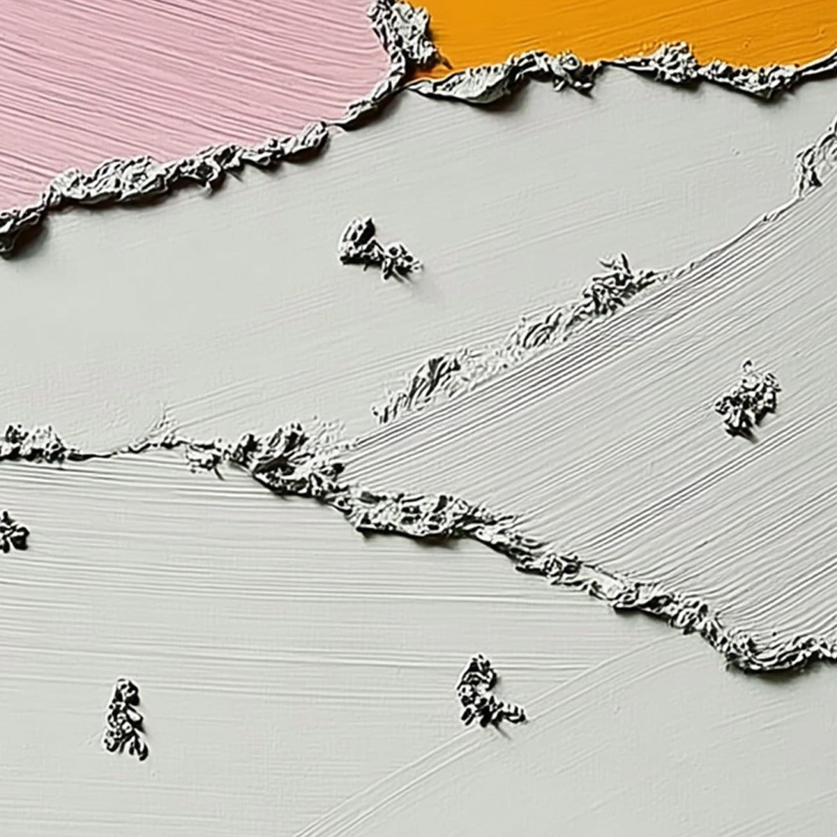 Original handmade impasto painting: modern abstract wall art in pink/orange.