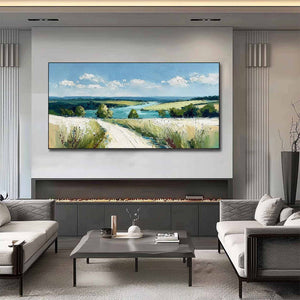 RIVERBEND VISTA: Textured Impasto Landscape Painting of a Countryside Path