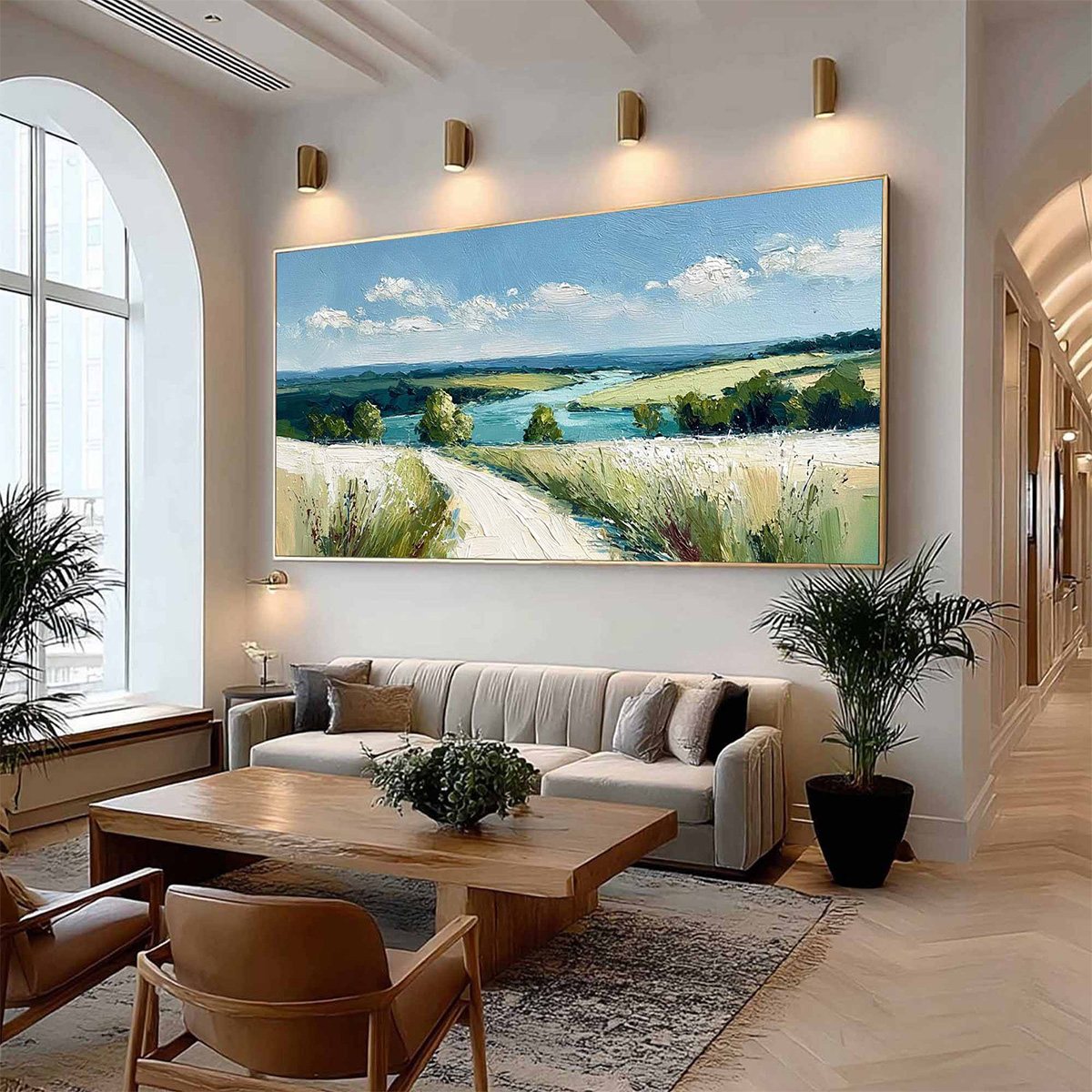 RIVERBEND VISTA: Textured Impasto Landscape Painting of a Countryside Path