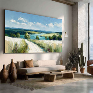 RIVERBEND VISTA: Textured Impasto Landscape Painting of a Countryside Path