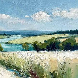 RIVERBEND VISTA: Textured Impasto Landscape Painting of a Countryside Path
