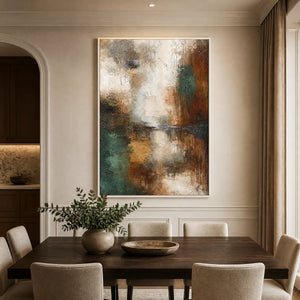 EARTHEN REFLECTION displayed in a refined dining room.