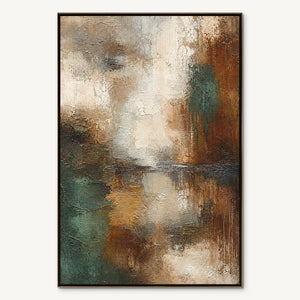 RUSTED SHORE: Rust Teal Abstract Landscape