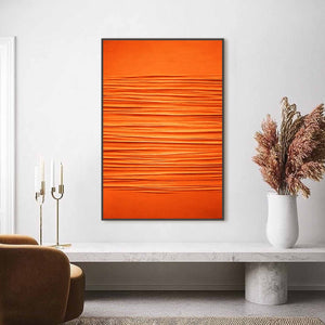 Vibrant Saffron Rhythm abstract painting with deep horizontal textures, original modern wall art.