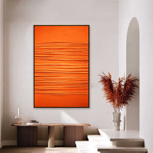 SAFFRON RHYTHM: Textured orange abstract handmade oil painting