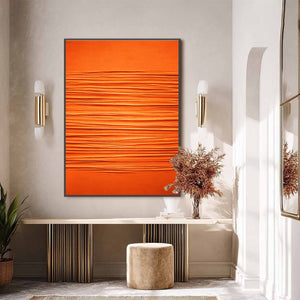 Saffron Rhythm: vibrant orange textured handmade painting