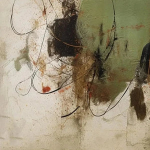 Sage Abstract vertical painting by Liam O'Connell, featuring earthy tones, sage green, and minimalist abstract design.