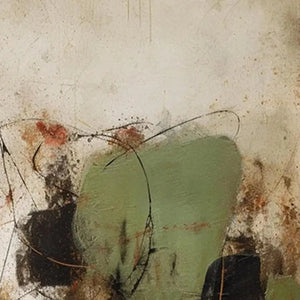 Sage Abstract vertical painting by Liam O'Connell, featuring earthy tones, sage green, and minimalist abstract design.