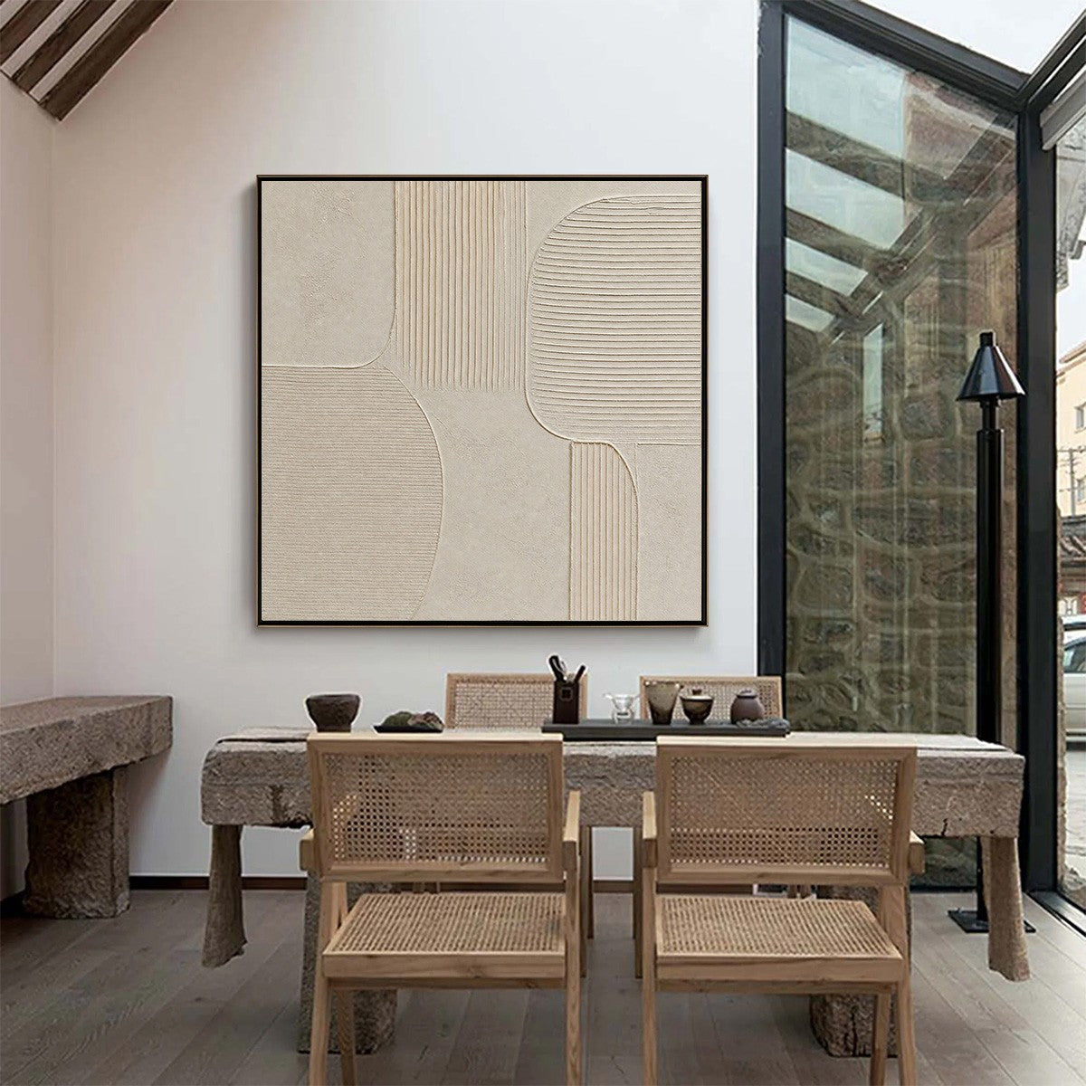 SANCTUARY: Large Square Textured Wabi Sabi Abstract Painting