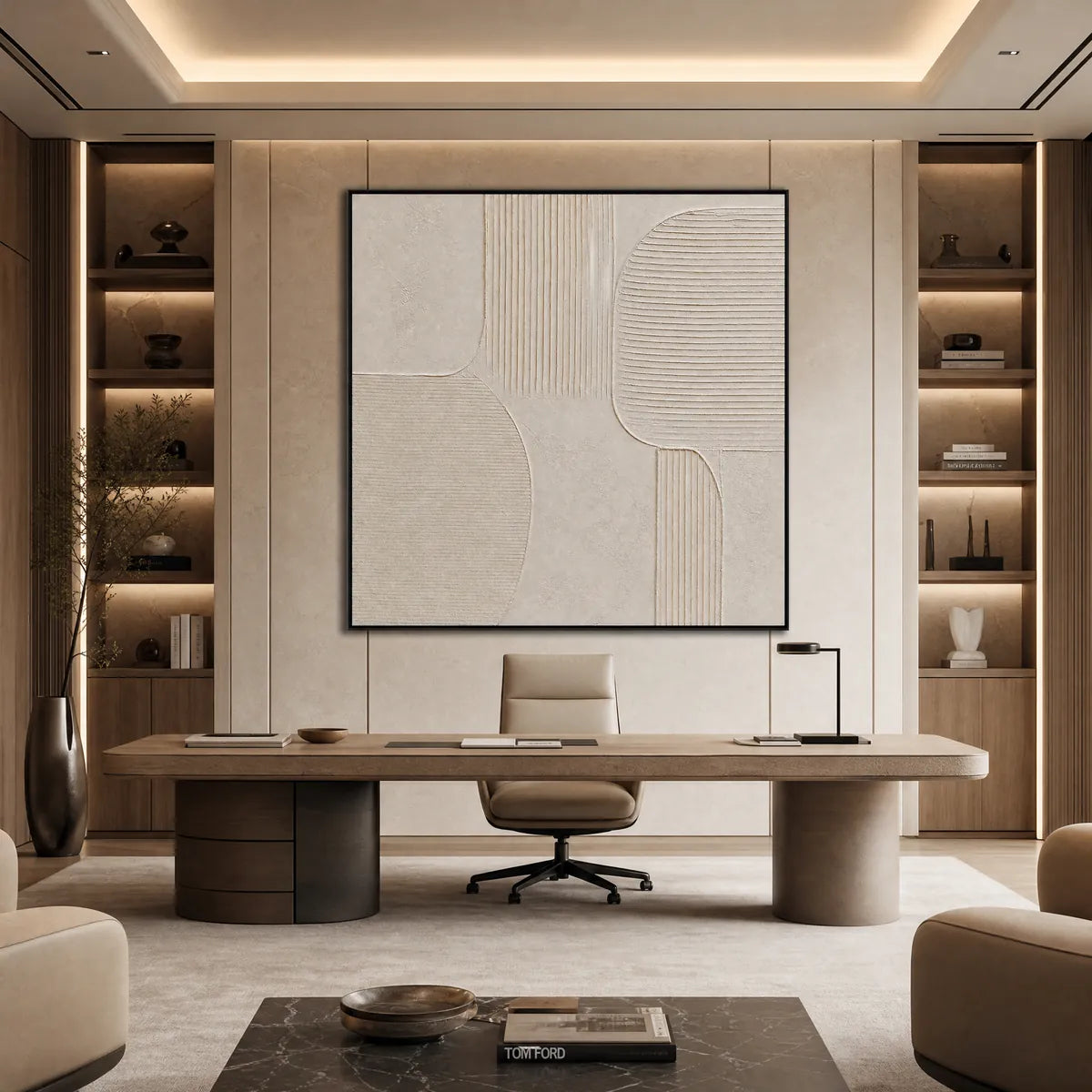 SANCTUARY: Large Square Textured Wabi Sabi Abstract Painting