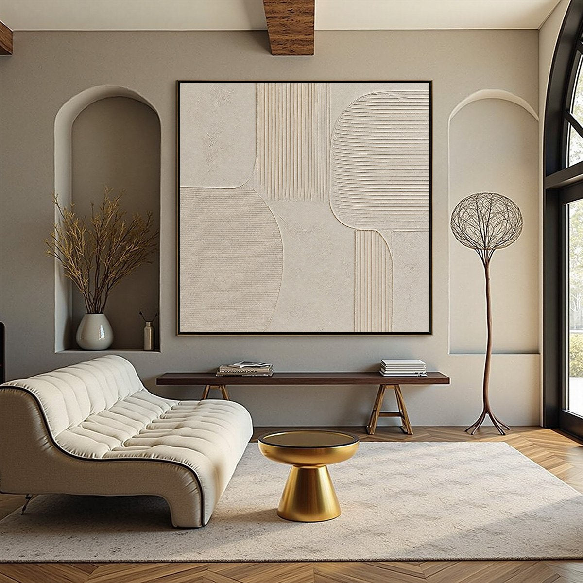 SANCTUARY: Large Square Textured Wabi Sabi Abstract Painting