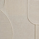 Textured beige Wabi Sabi abstract wall art with curved and striped relief