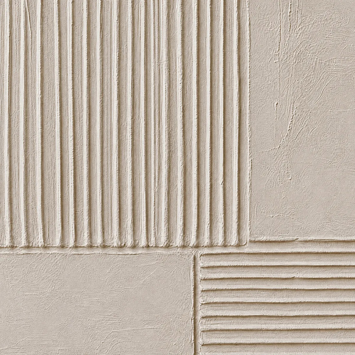 Textured beige Wabi-Sabi abstract wall art with vertical ridges