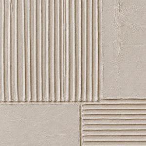 Textured beige Wabi-Sabi abstract wall art with vertical ridges