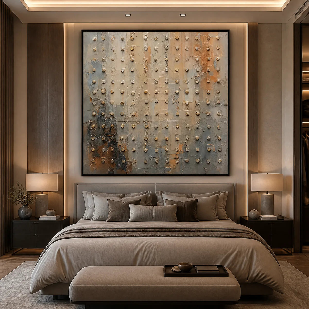 SAND PEARL RHYTHM: Neutral Beaded Texture Abstract
