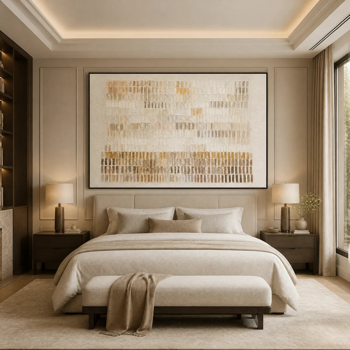 SANDLINE HORIZON: Beige Linear Texture Horizontal Abstract