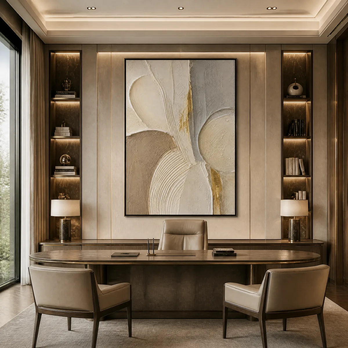 SCULPTED QUIET: Neutral Sculpted Relief Abstract