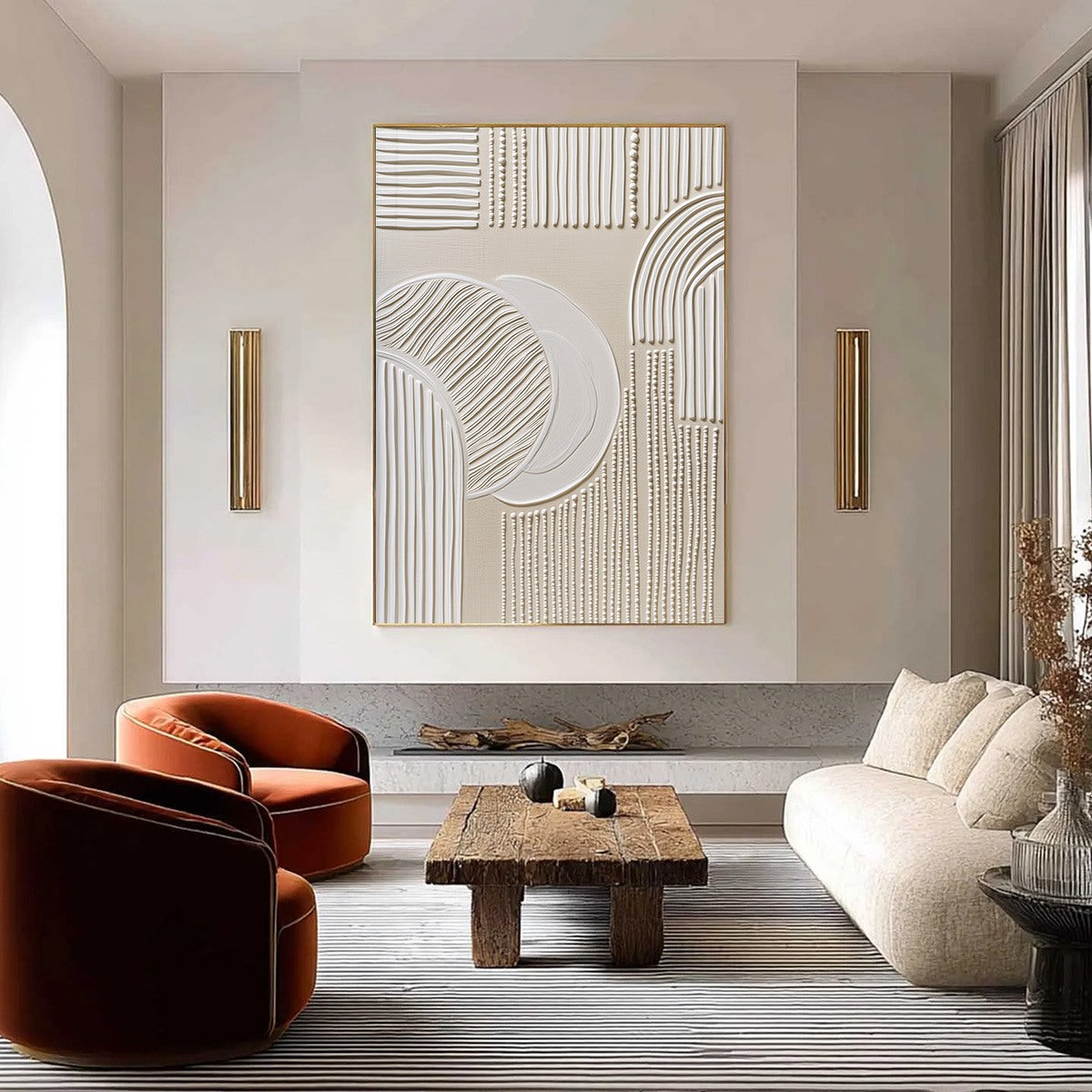 SCULPTED SERENITY: Textured Minimalist Abstract Wall Art