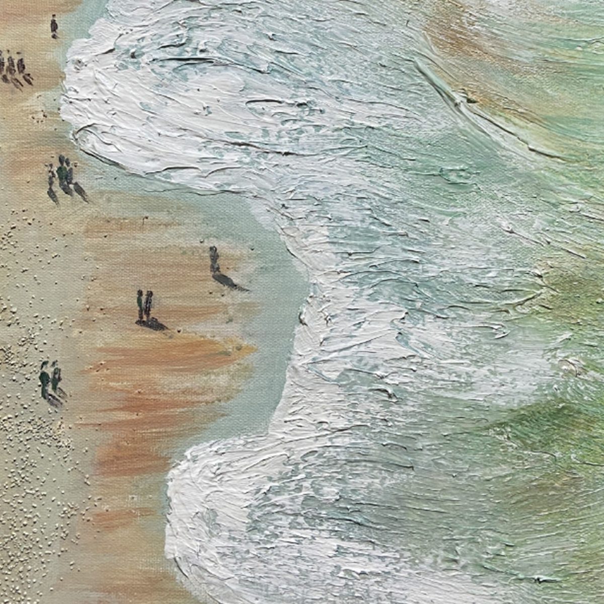 SEASHORE SERENADE: Textured Impasto Beach Oil Painting