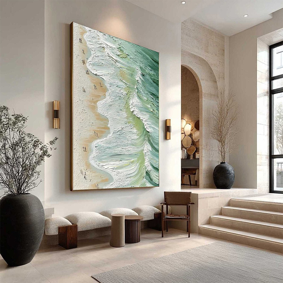 SEASHORE SERENADE: Textured Impasto Beach Oil Painting