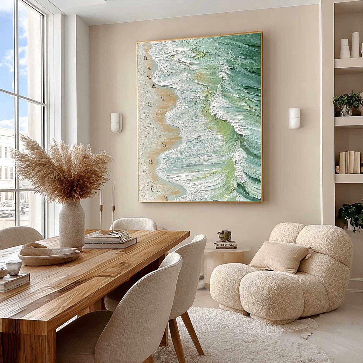 SEASHORE SERENADE: Textured Impasto Beach Oil Painting