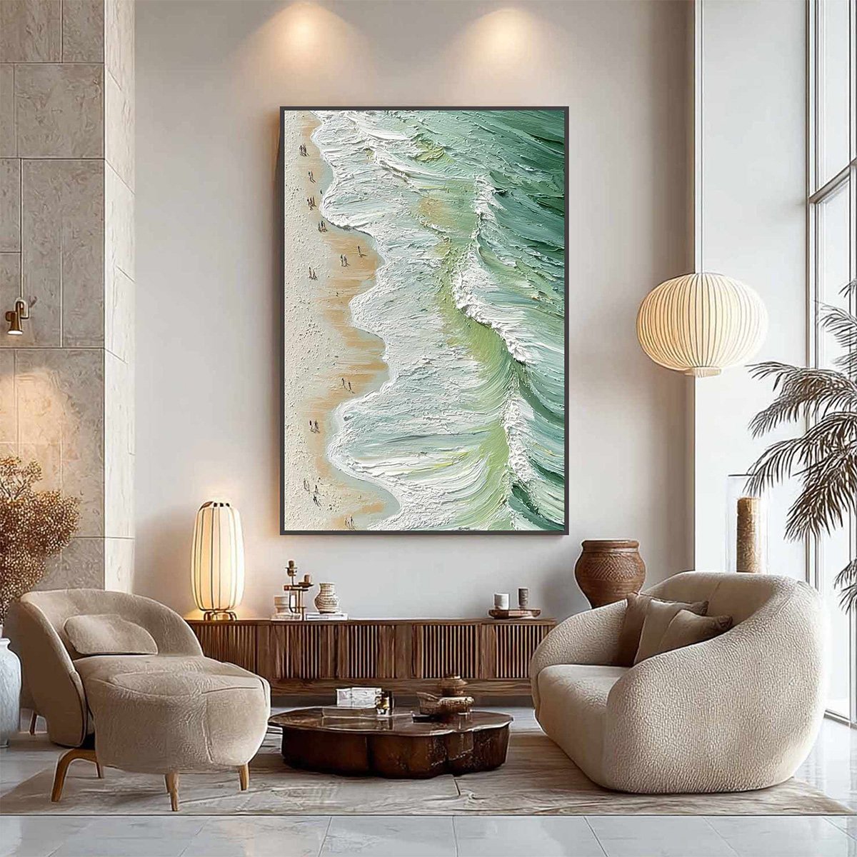 SEASHORE SERENADE: Textured Impasto Beach Oil Painting