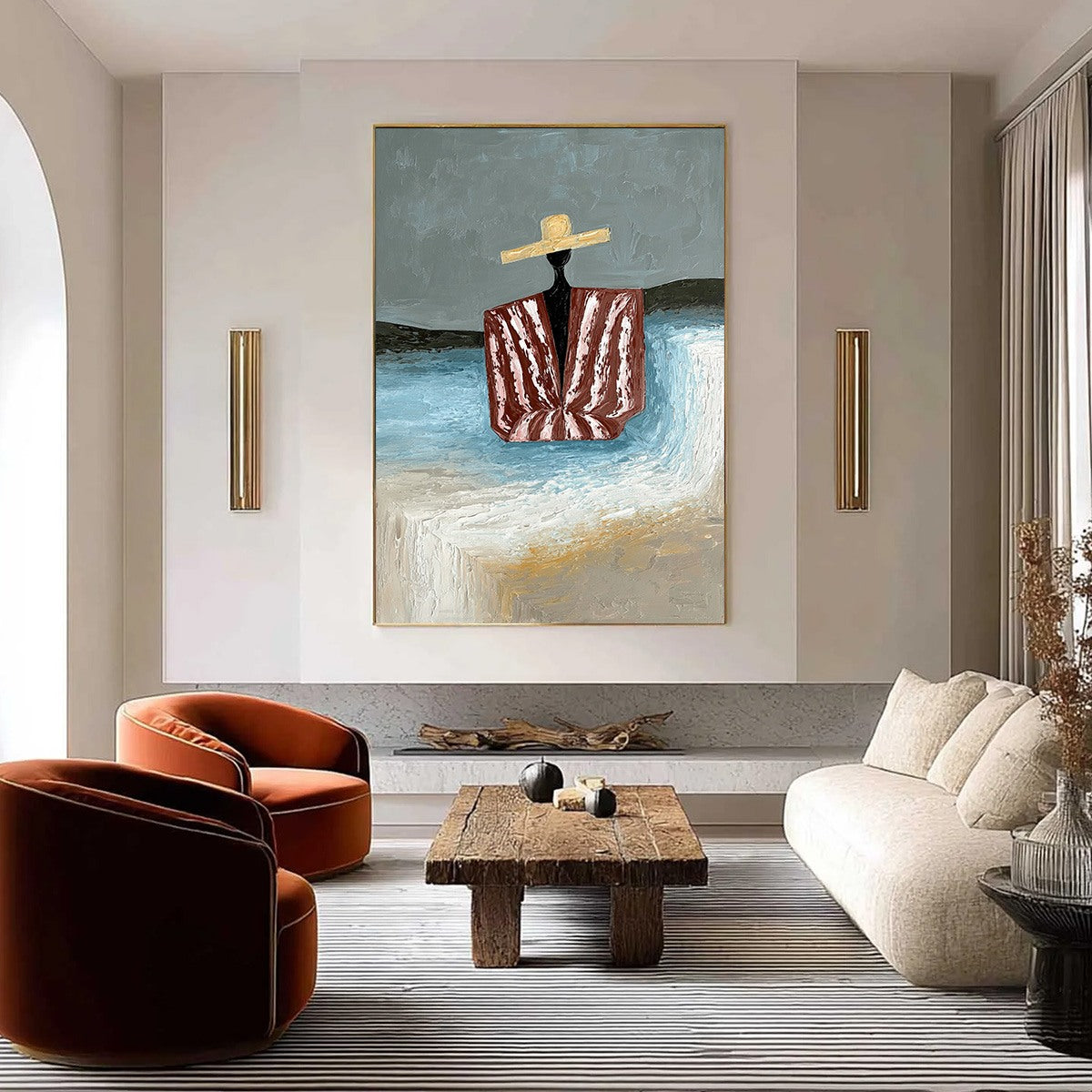 SEASIDE REVERIE: Textured Abstract Figurative Painting by the Sea