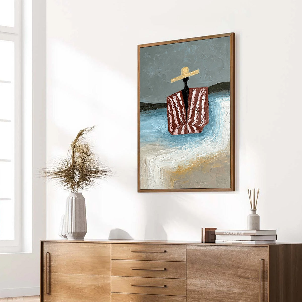 SEASIDE REVERIE: Textured Abstract Figurative Painting by the Sea