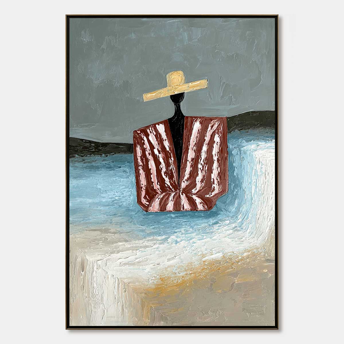 SEASIDE REVERIE: Textured Abstract Figurative Painting by the Sea