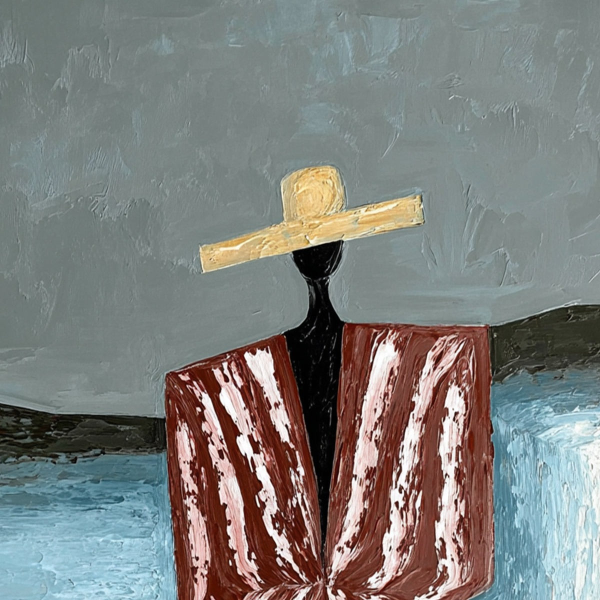 SEASIDE REVERIE: Textured Abstract Figurative Painting by the Sea