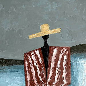 SEASIDE REVERIE: Textured Abstract Figurative Painting by the Sea