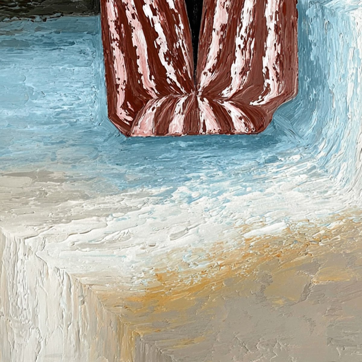 SEASIDE REVERIE: Textured Abstract Figurative Painting by the Sea