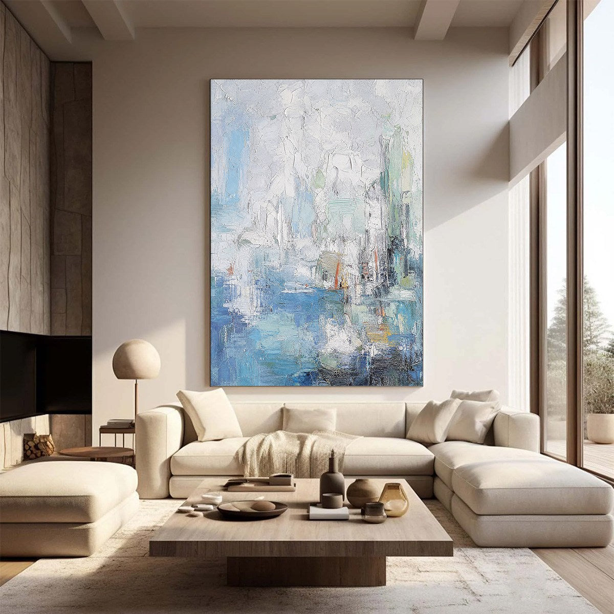 SEASIDE REVERIE: Textured Abstract Painting of a Coastal City
