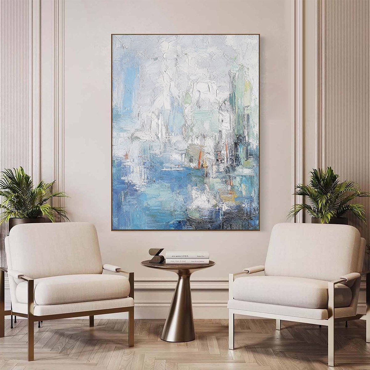 SEASIDE REVERIE: Textured Abstract Painting of a Coastal City