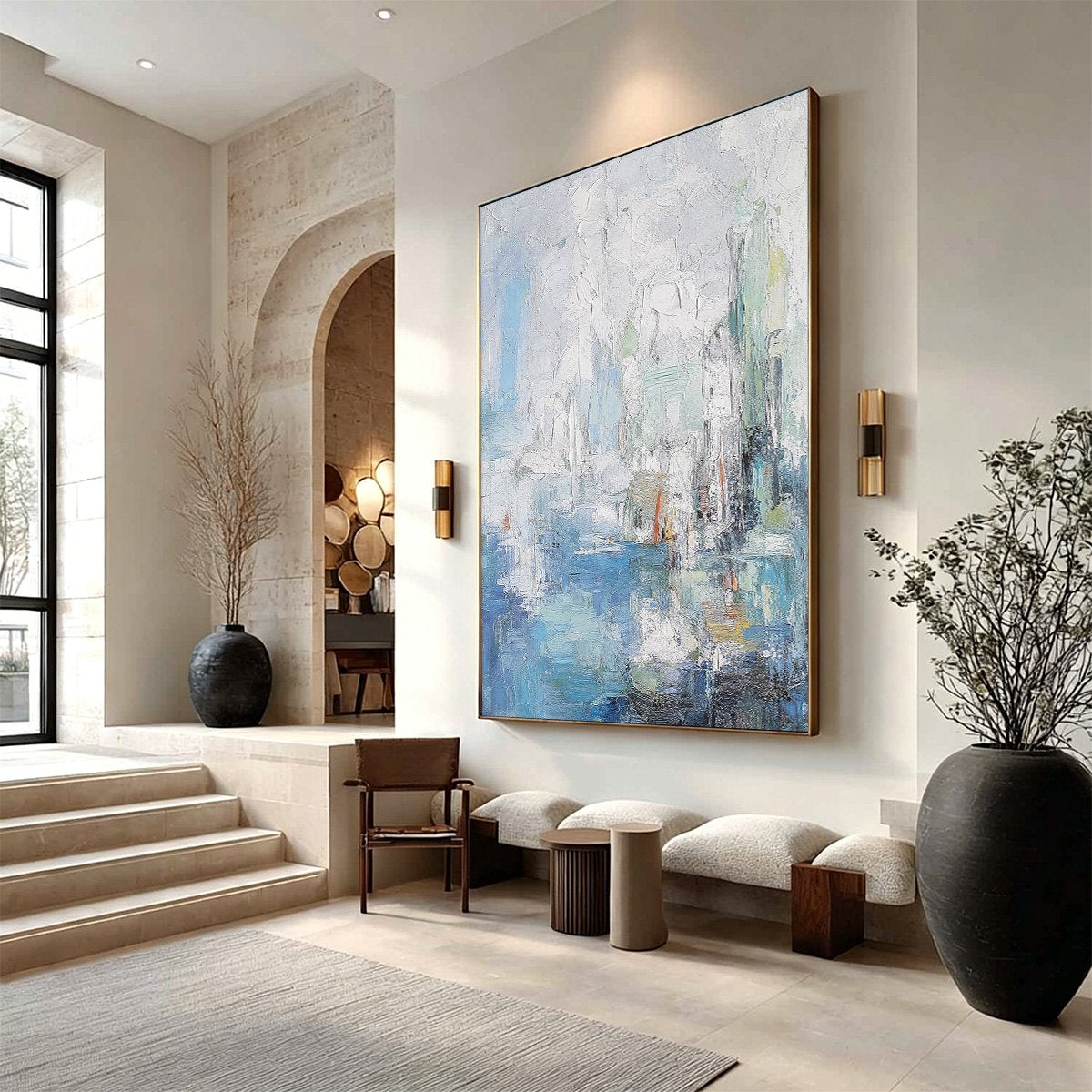 SEASIDE REVERIE: Textured Abstract Painting of a Coastal City